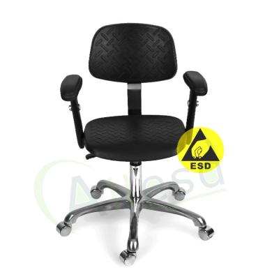 China Antistatische ESD-veilige stoelen Verstelbare 360 ​​graden draaibaar met opheffende armleuning Te koop