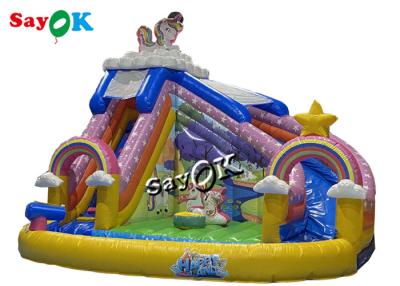 China Unicorn Themed Inflatable Bounce House Slide With Ball Pit Pool for sale