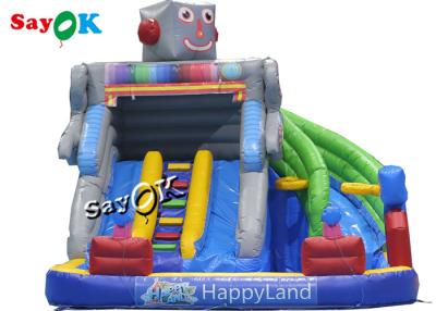China Inflatable Bouncy Slides Custom Backyard Robot Themed Inflatable Water Slide With Pool for sale