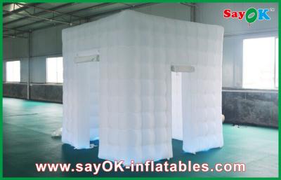 China Inflatable Photo Studio White Portable Inflatable Square Photo Booth With Led Lights With 2 Doors for sale