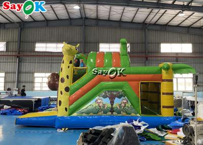 China Zoo Themed Inflatable Bounce House Children'S Playground Water Slide for sale