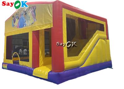 China Pretty Princess Print Girl Inflatable Bounce House Slide With Ball Pit Pool for sale