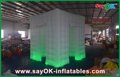 China Advertising Booth Displays White Curtain Lighting Inflatable Photo Booth 210D Oxford Cloth for sale