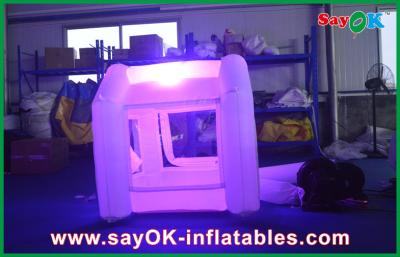China Inflatable Game Party 210D Polyester Cloth Inflatable Money Booth LED White For Party for sale