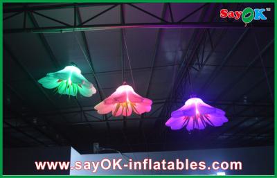 China Indoor Decorative Light Inflatable Flower With Rope Hanging White 190t Oxford Cloth for sale