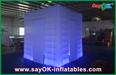 China Inflatable Photo Booth Rental Led Light Blue Printing Inflate A Booth Middle For Gathering for sale