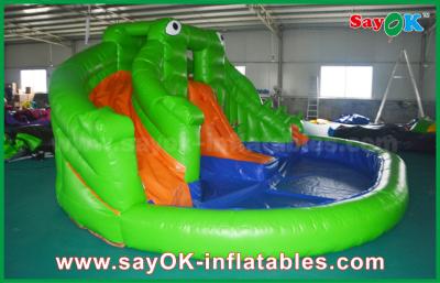 China Inflatable Bounce House With Slide Pvc Summer Inflatable Bouncer Slide Outside Frog Water Slide With Print for sale