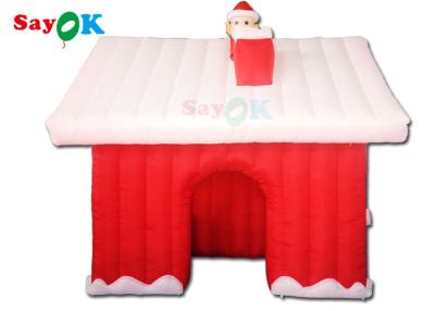 China Shopping Mall Inflatable Holiday Decorations Inflatable Santa House Tent for sale