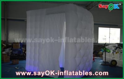 China Inflatable Photo Booth Enclosure 2.4 X 2.4 X 2.4m White Inflatable Mobile Photo Booth Enclosure Cube With Led Lighting for sale