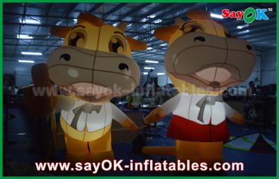 China Custom Animal Oxford Cloth Inflatable Cartoon Cattle Cow With LED Lighting for sale
