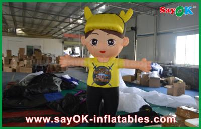 China Inflated Cartoon Characters Oxford Cloth Inflatable Cartoon Characters Yellow Boy Children For Advertising for sale