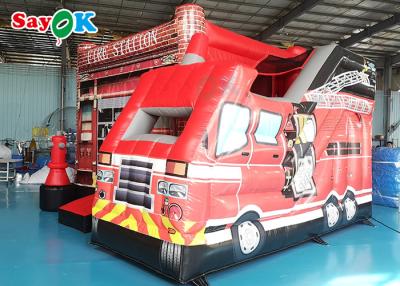 China Fire Truck Themed Inflatable Bouncing Castle For Children Amusement Park for sale