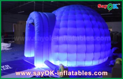 China Air Inflatable Tent Blue Oxford Inflatable Air Tent Lighting Round Dome Tent With 4m DIA For Event for sale