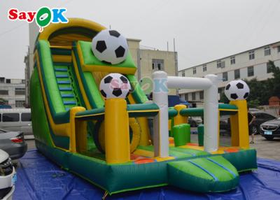 China Inflatable Slippery Slide Football Theme Kids Tarpaulin Inflatable Bounce House Slide Jumping Castle for sale