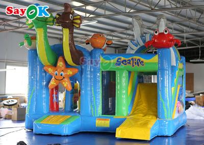 China 1000D Inflatable Bouncer Air Water Slide Jumping Bouncy Castle Ocean Theme Bounce House Combo With Pool for sale