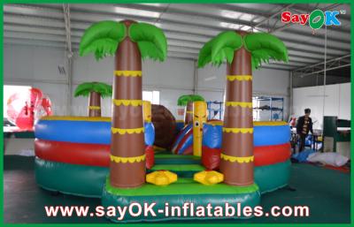 China Bouncer inflável de salto de 0,55 mm PVC Tarpaulin Kids Bouncer inflável Slide / piscina com anti-UV árvore de coco à venda