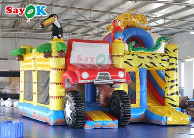 China Kids Playground Zoo Forest Animal Inflatable Jumping Slide Bounce Castle Bouncy House for sale