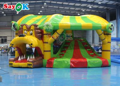 China Lion Inflatable Bounce House With Dry Slide Inflatable Castle Bouncer for sale