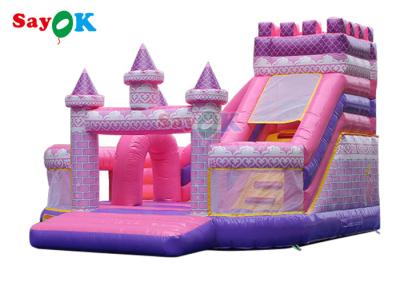China Pink Princess Inflatable Castle Slide Girls Playing Inflatable Bounce House For Amusement Park for sale