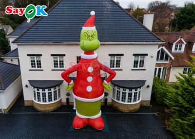 China 30ft Grinch Inflatable Cartoon Characters Green Monster Christmas Hat Household Inflatable Standing Decoration for sale