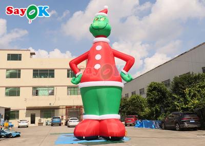 China Green And Red 32.8FT Tall Inflatable Airblown Grinch With Hat Yard Decoration for sale