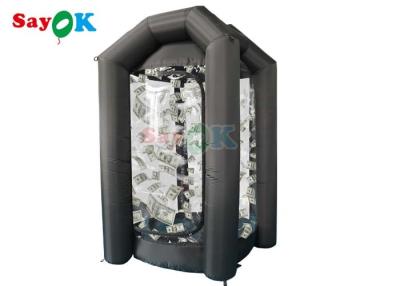 China 0.44mm PVC Inflatable Cash Cube Booth Black Cash Cube Quick Inflated Machine Money Grab Catch For Promotion Events for sale