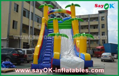 China Inflatable Jumping Bouncer / Safety PVC Tarpaulin Inflatable Bouncer Slide Yellow / Blue Color For Playing for sale