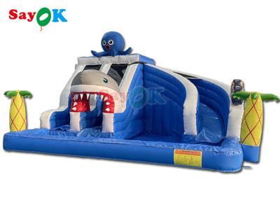 China Amusement Park Inflatable Slide With Pool 19.7ft  Giant Inflatable Shark Water Slide For Kids for sale