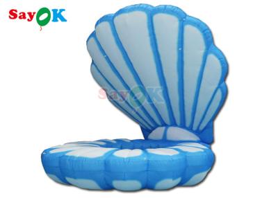 China Blue And White Sea Giant Inflatable Clam Shell Stage Decoration With Led for sale