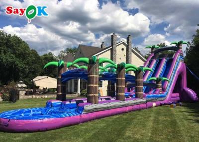 China Purple Inflatable Water Slide Commercial Grade Water Slide Inflatable With Pool for sale