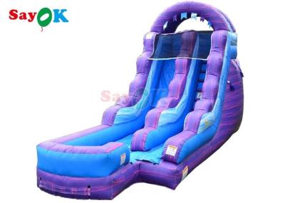 China Giant Garden Games Water Inflatable Water Slide Purple Inflatable Double Slides for sale