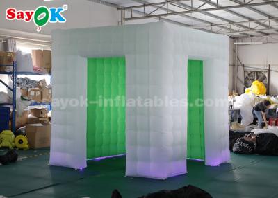 China Inflatable Party Tent Oxford Cloth White And Green Inflatable Portable Photo Booth With Two Doors for sale