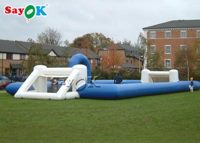 China Garden Inflatable Sports Games Blue Inflatable Soap Soccer Field Football Pitch For Kids for sale