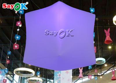 China 1 Meter LED Hanging Inflatable Cube Balloon With 16 Colors for sale