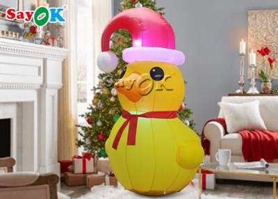 China Led Christmas Yellow Duck With Red Hat SGS Inflatable Cartoon Characters for sale