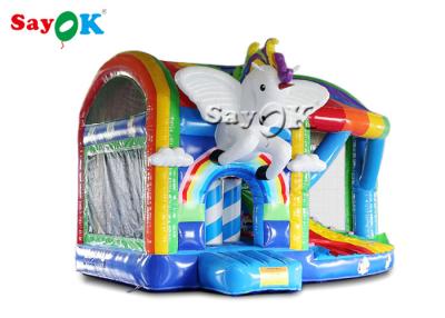 China Outdoor Playground Pvc Rainbow Inflatable Unicorn Bouncy Castle for sale