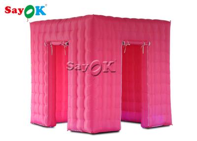 China Inflatable Party TENT Pink Inflatable Cube Photo Booth Tent Shell With Color Changing LED Lights for sale