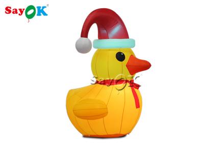 China Oxford Cloth Outdoor Decoration 2m Inflatable Christmas Duck With Hat for sale
