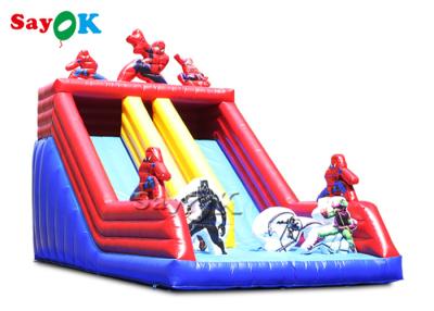 China Spiderman Cartoon Dual Lane Inflatable Water Slides for sale
