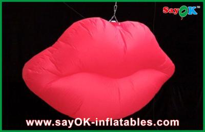 China Red Led Hanging Lighting Inflatable Lips , Inflatable Lighting Decoration for sale