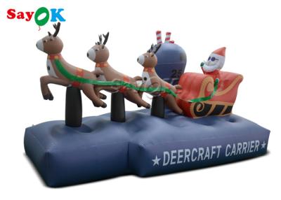 China 2.5m 7.5ft Inflatable Holiday Decorations Xmas Santa Claus Three Reindeer Pull Carts for sale