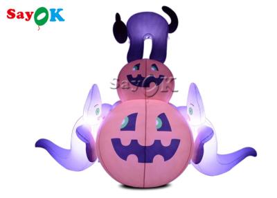 China OEM Inflatable Holiday Decorations Halloween Decor Airblown Pumpkin Black Cat With White Ghost for sale
