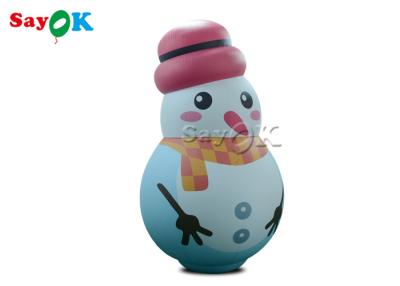 China White Indoor Ornaments Inflatable Snowman Model Balloon With Pink Hat for sale