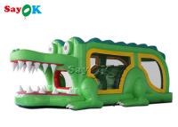 China Inflatable Dry Slide Jumping Bouncer Outdoor Indoor Green Alligator Inflatable Bouncer Slide 8x2.8x3mH for sale