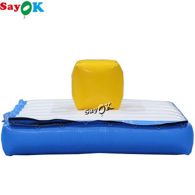 China Custom 2x2m  Inflatable Amusement Park Blue Cube Blow Up Water Trampoline Backyard Water Toys for sale