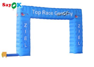 China Inflatable Rainbow Arch 4x3m Blue Oxford Cloth Inflatable Race Arch With Air Blower Logo Printing for sale