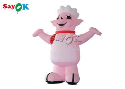 China Inflatable Advertising Balloons 4m 13ft Mascot Pink Blow Up Cartoon Characters Pig Cook Model For Restaurant Opening for sale