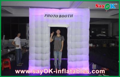 China Inflatable Photo Booth Hire LED Photobooth Inflatable White Photo Booth Lighting Tent With 210 D Oxford Color for sale