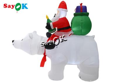 China 6 Feet Xmas Inflatable Holiday Decorations Yard Lawn Blow Up Santa Claus Rides Polar Bear for sale