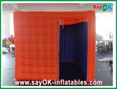 China Inflatable Party Decorations Durable Mobile Inflatable Photo Booth Orange Outside Purple Inside With One Door for sale
